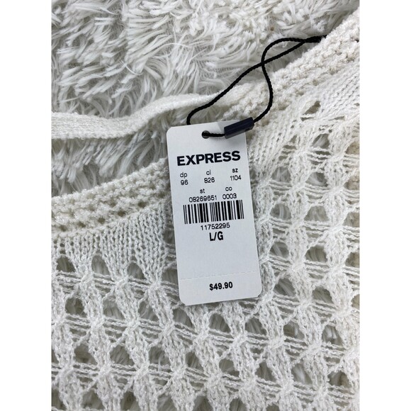 NWT Express White Lightweight Knit Open Back Long Sleeve Sweater Size Large - Picture 4 of 8